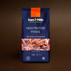 Penne Proteice din Linte și Mazăre Galbenă, Fără Gluten, Sam Mills, 250g