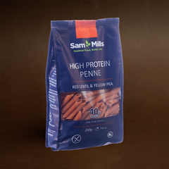 Penne Proteice din Linte și Mazăre Galbenă, Fără Gluten, Sam Mills, 250g