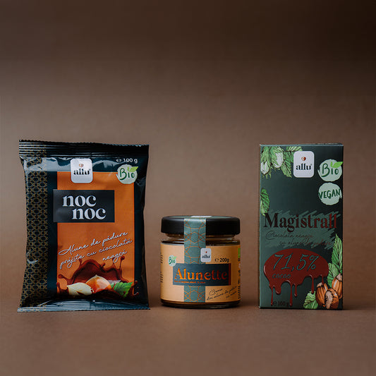 Delicii Dulci – Pachet BIO cu Alune de Pădure și Ciocolată