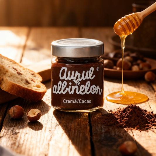 Cremă de Miere cu Cacao și Alune, Aurul Albinelor, 250g