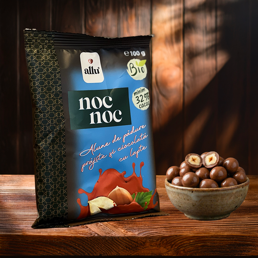 Noc Noc - Alune de pădure prăjite și ciocolată cu lapte, 100g, ecologic