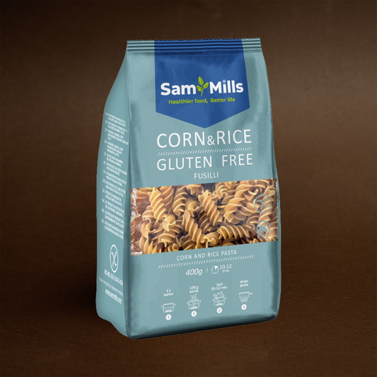 Fusilli din Porumb și Orez, Fără Gluten, Sam Mills, 400g